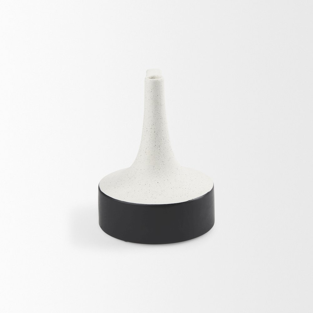 Burton 8.3H Small White and Black Ceramic Jug Vase