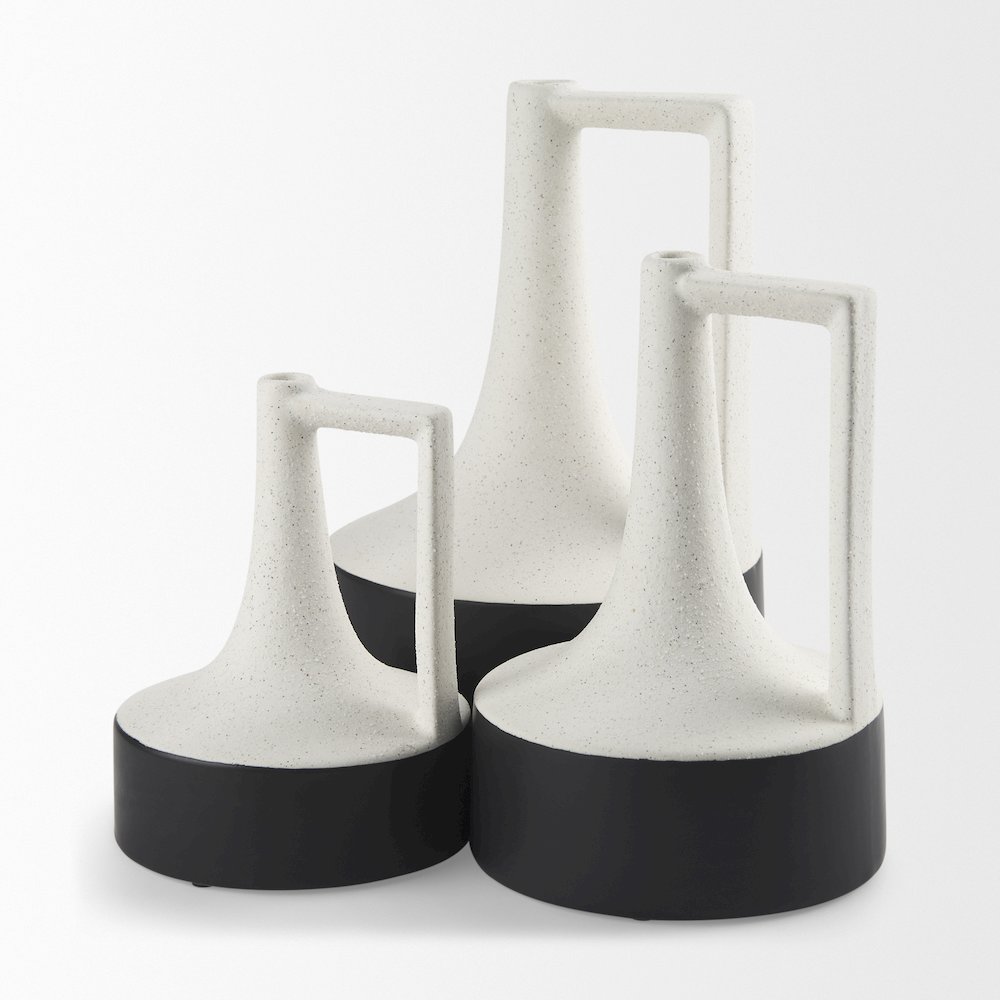 Burton 13.1H Large White and Black Ceramic Jug Vase