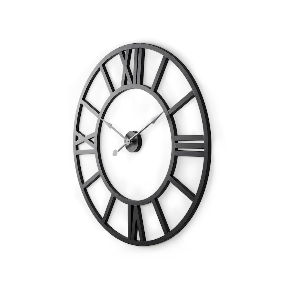 Stoke 30" Round Black Iron Wall Clock