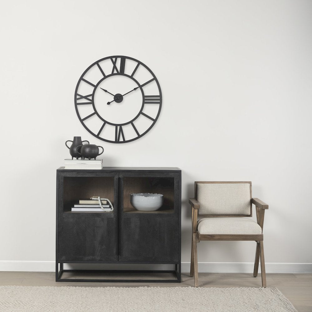 Stoke 30" Round Black Iron Wall Clock