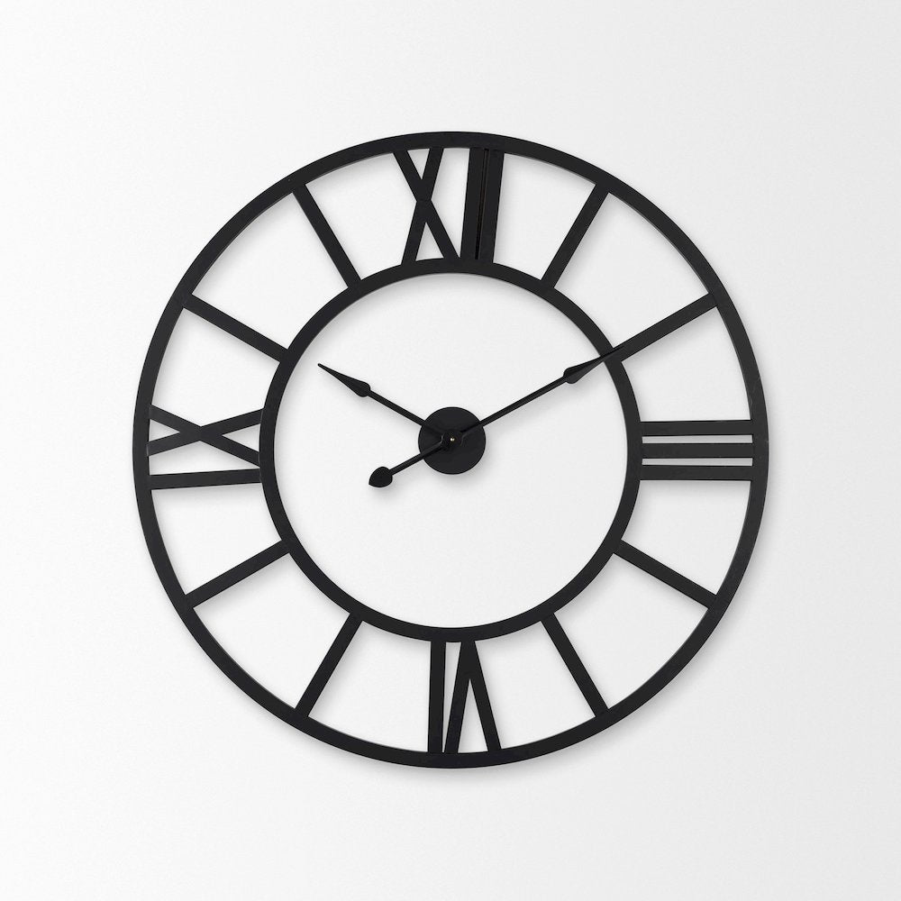 Stoke 30" Round Black Iron Wall Clock