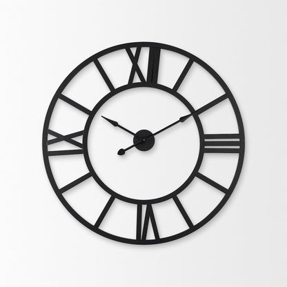 Stoke 30" Round Black Iron Wall Clock