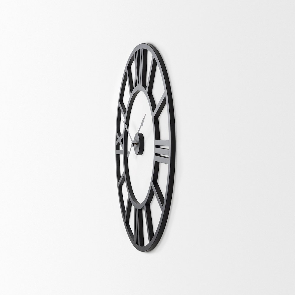 Stoke 30" Round Black Iron Wall Clock