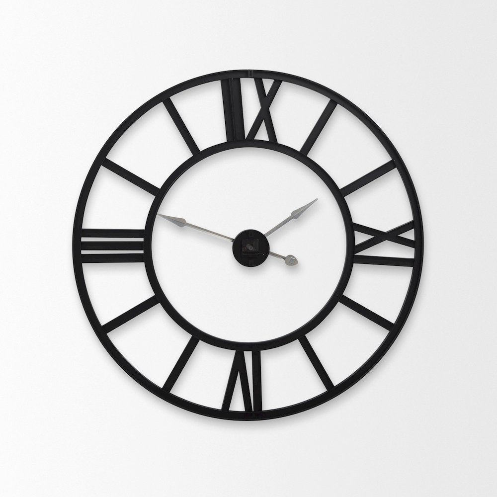 Stoke 30" Round Black Iron Wall Clock