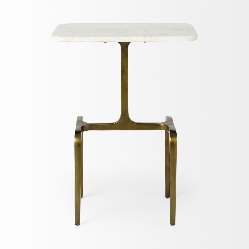 White Marble Topgold Metal Accent Table