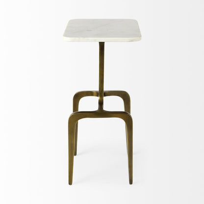 White Marble Topgold Metal Accent Table