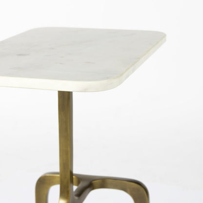 White Marble Topgold Metal Accent Table