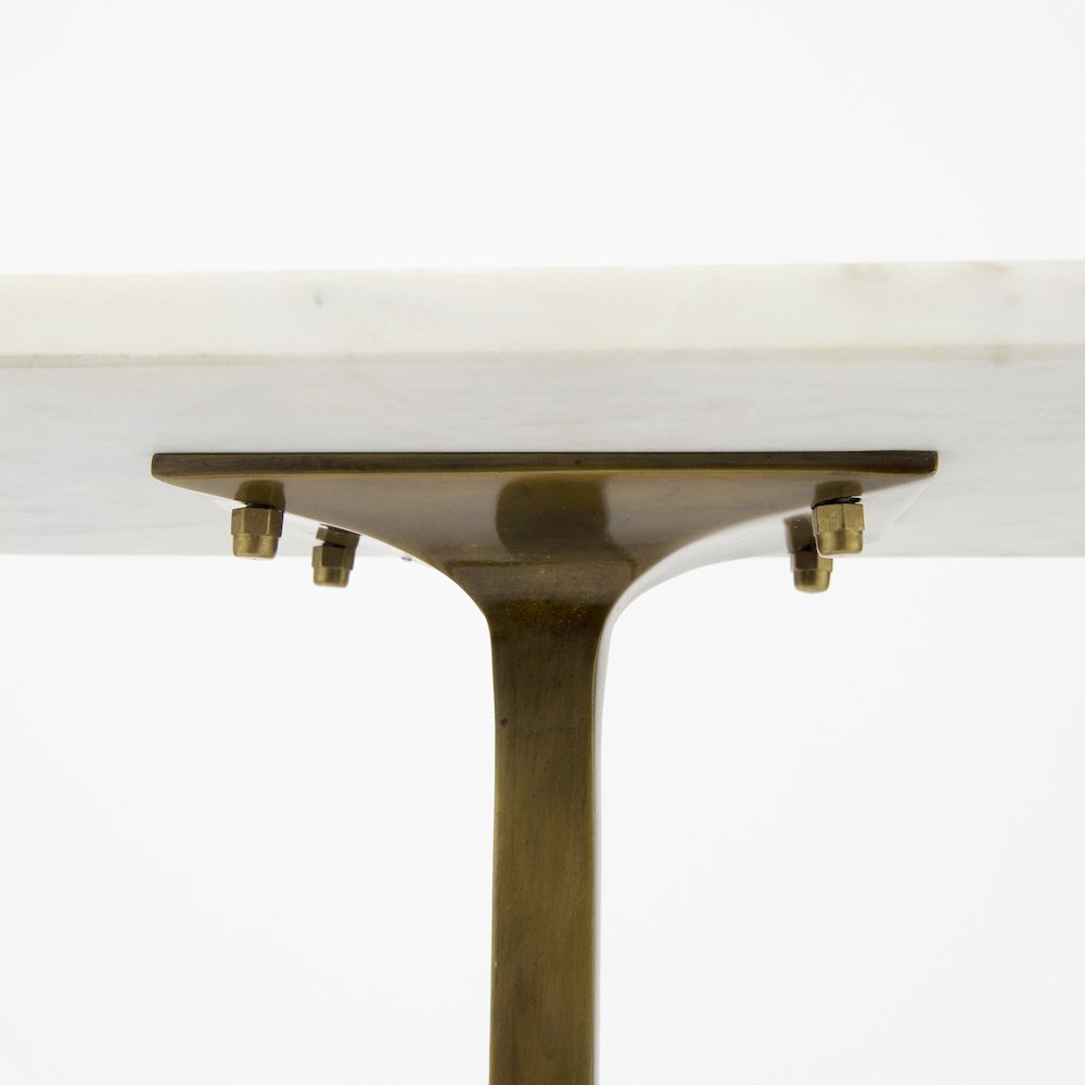 White Marble Topgold Metal Accent Table