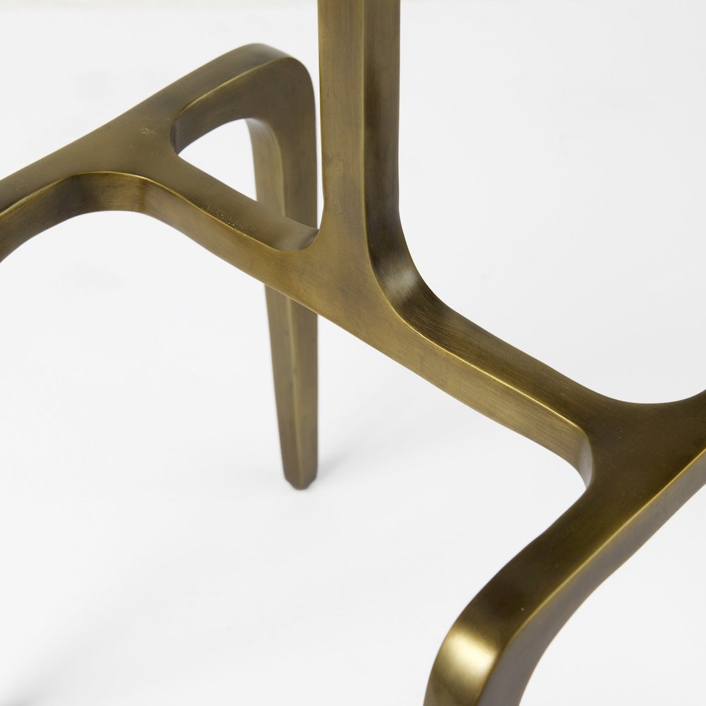 White Marble Topgold Metal Accent Table