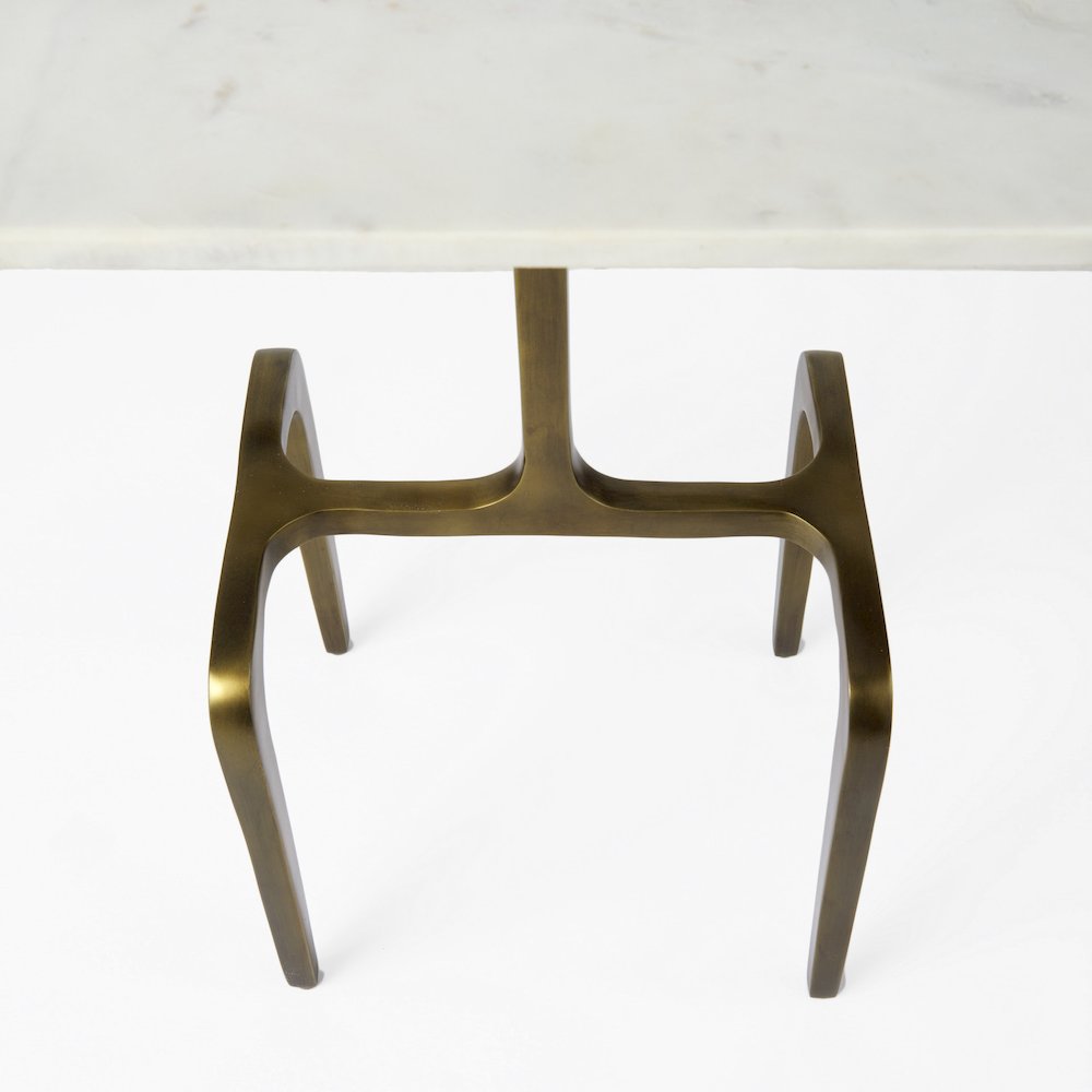 White Marble Topgold Metal Accent Table