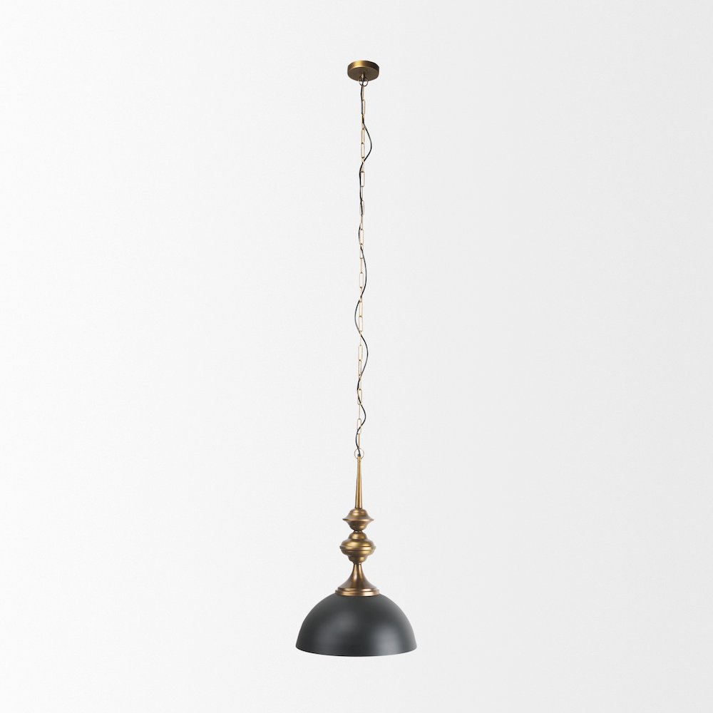 Willson 17.0L x 17.0W x 29.0H Black IronAntique Brass Dome Pendant Light