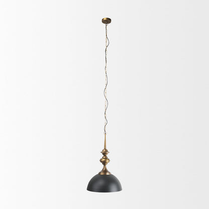 Willson 17.0L x 17.0W x 29.0H Black IronAntique Brass Dome Pendant Light