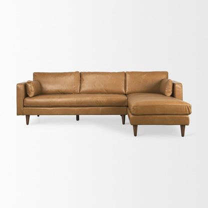 Elton 111.4L x 68.1W x 34.3H Tan Leather Right Chaise Sectional