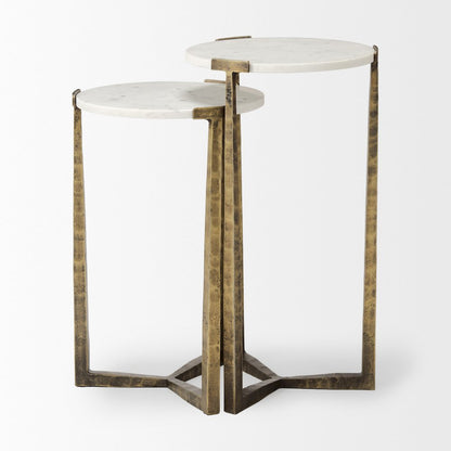 Marble And Antiqued Gold Metal Nesting Accent Tables (Set Of 2)