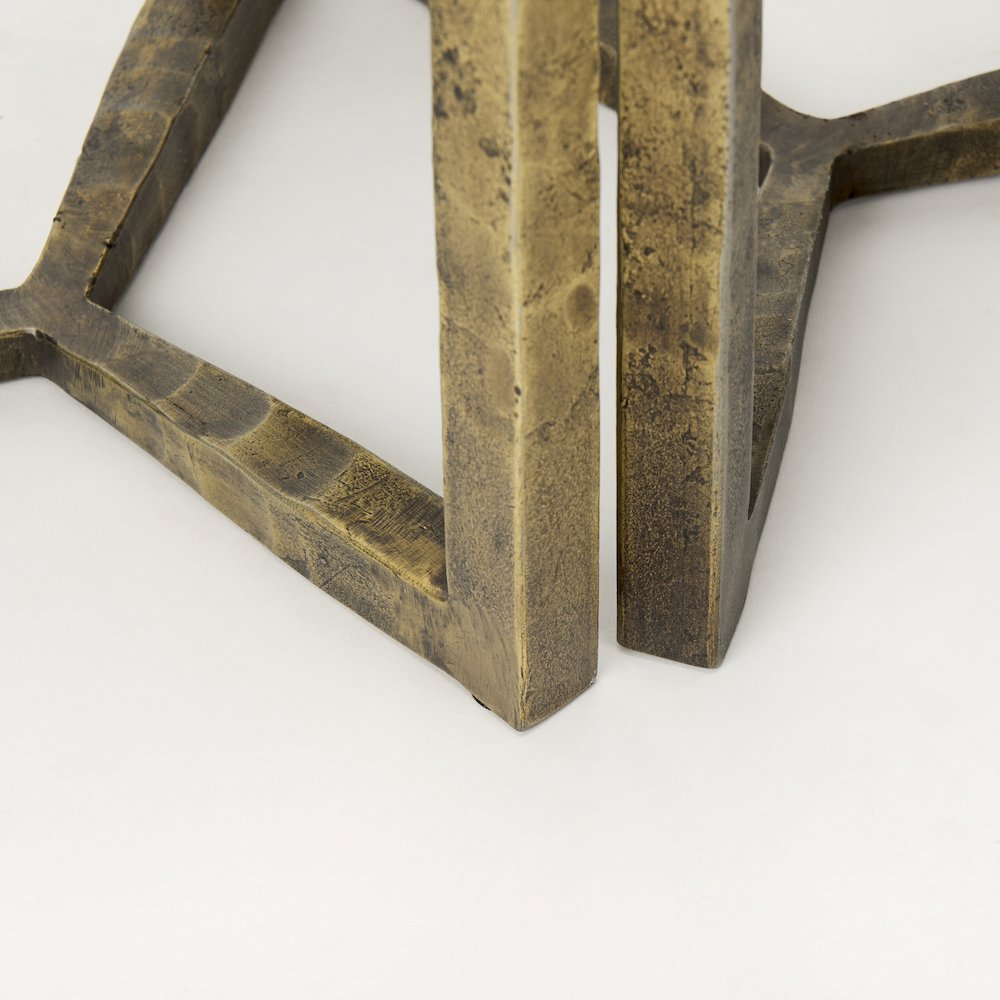 Marble And Antiqued Gold Metal Nesting Accent Tables (Set Of 2)