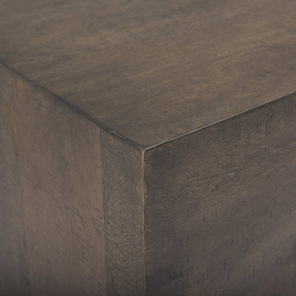 55L X 32W X 14H Medium Brown Wooden Angled Coffee Table