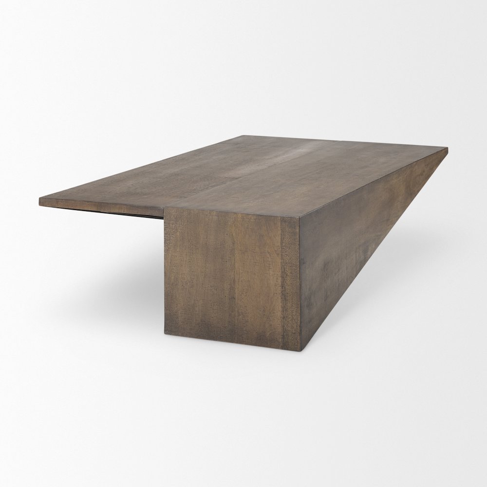 55L X 32W X 14H Medium Brown Wooden Angled Coffee Table