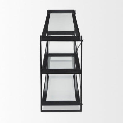 72.0"L X 16.0"W X 30.0"H Black Metalglass Console Table