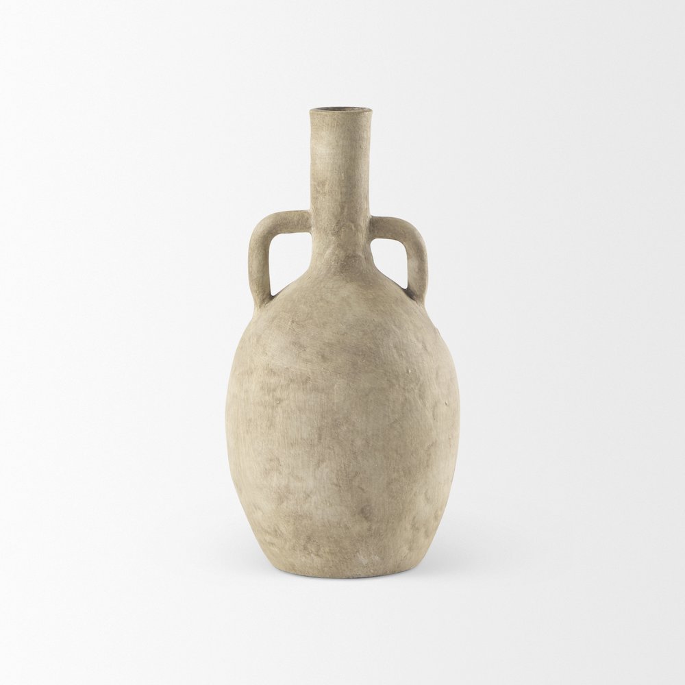 Zenn6.1L x 6.1W x 12.0H Warm Beige Ceramic Vase