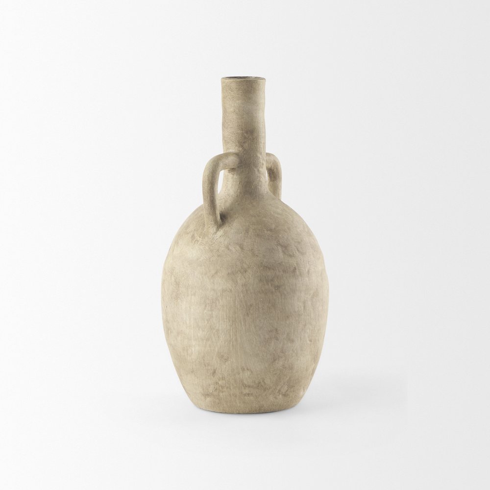 Zenn6.1L x 6.1W x 12.0H Warm Beige Ceramic Vase