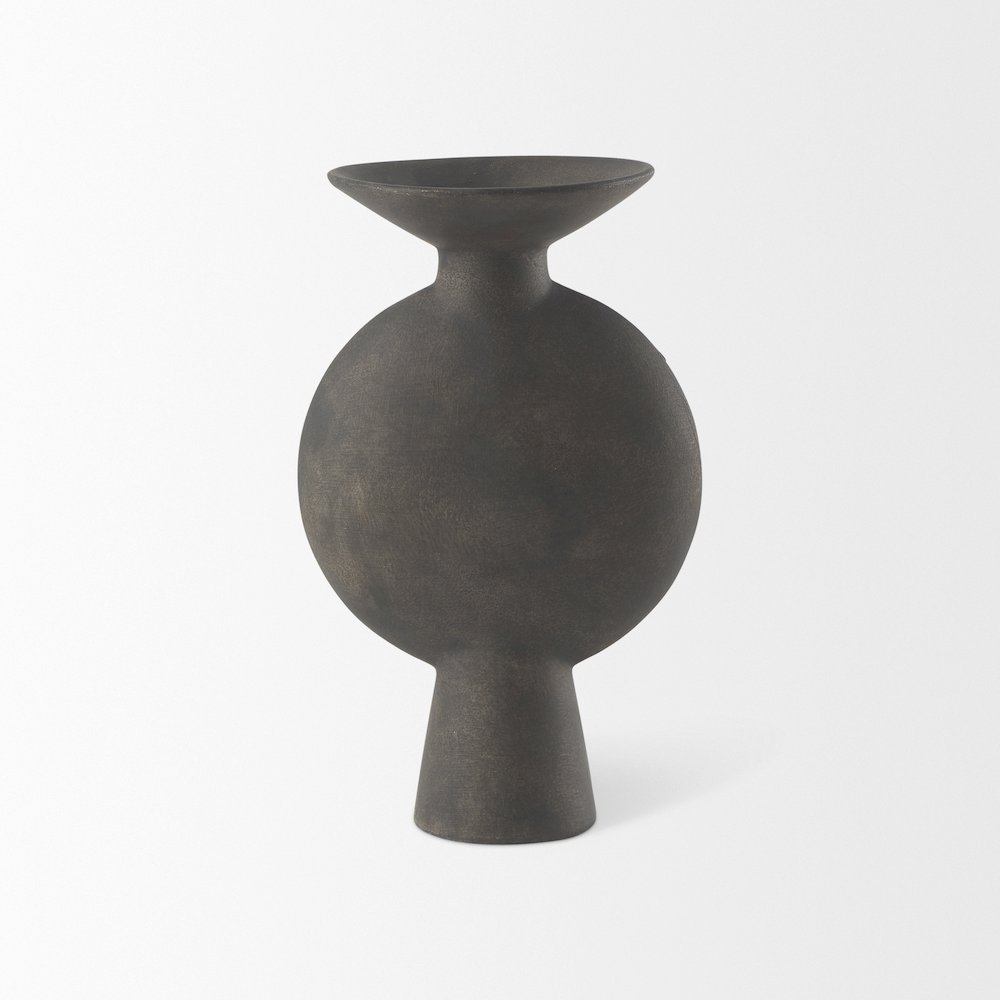 Kaz 6.7L x 5.5W x 11.2H Earthy Brown Ceramic Vase