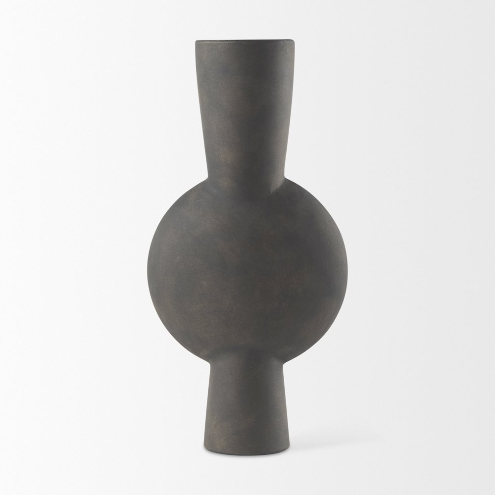 Kaz 8.3L x 3.9W x 16.7H Earthy Brown Ceramic Vase