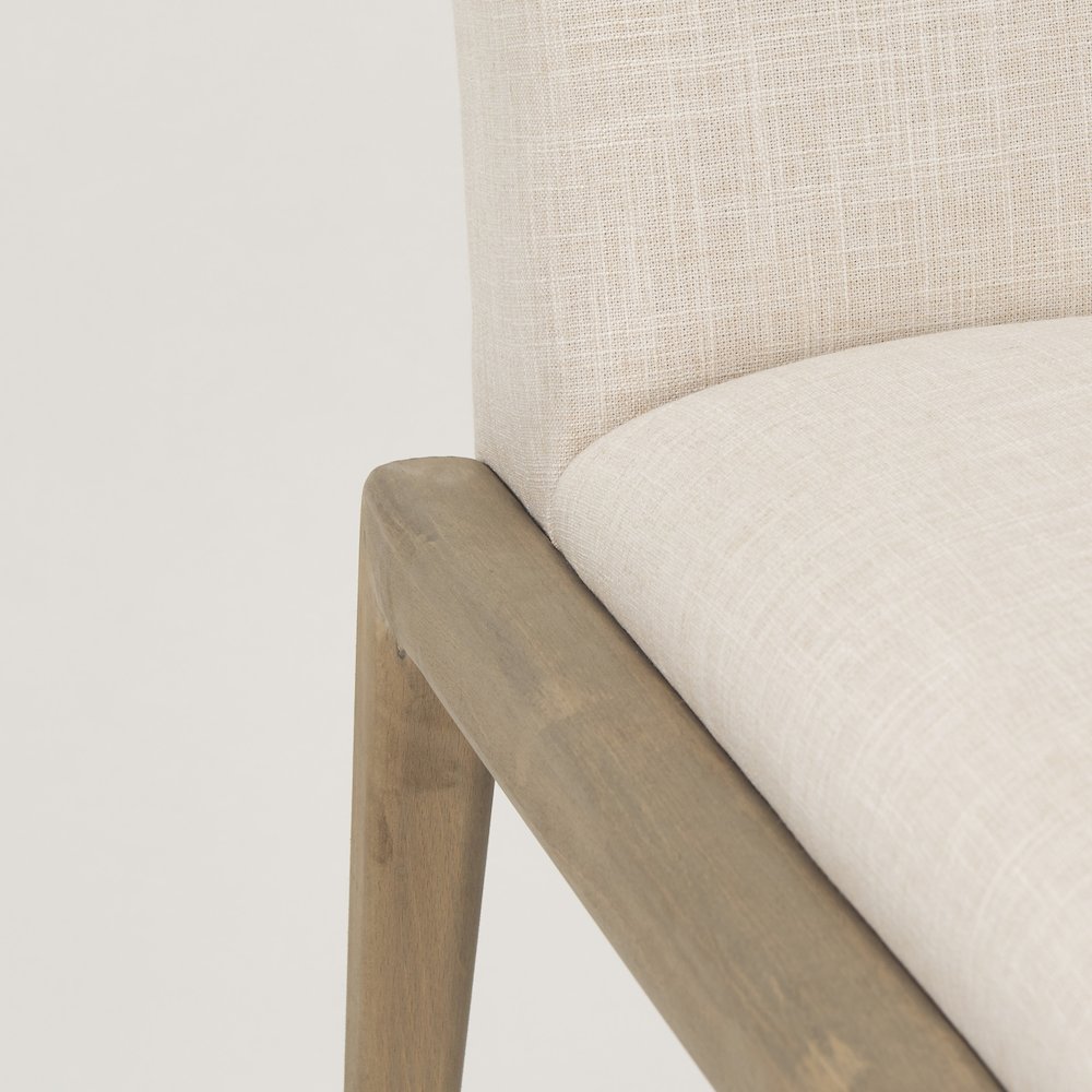 Cream Upholstery Solid Wood Armless Dining Chair