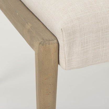 Cream Upholstery Solid Wood Armless Dining Chair