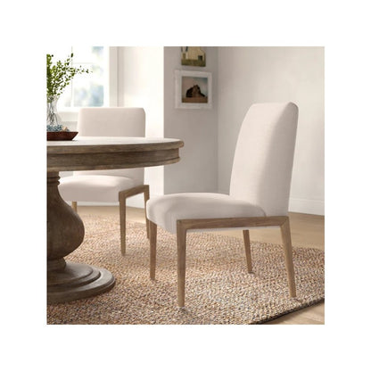 Cream Upholstery Solid Wood Armless Dining Chair