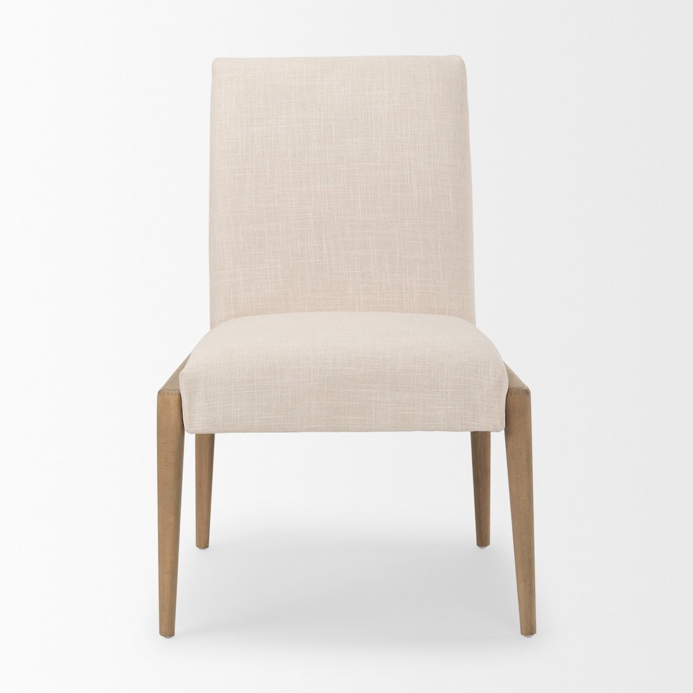 Cream Upholstery Solid Wood Armless Dining Chair