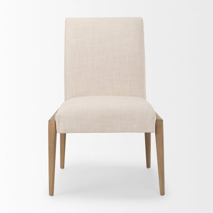Cream Upholstery Solid Wood Armless Dining Chair