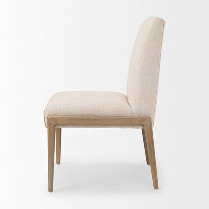 Cream Upholstery Solid Wood Armless Dining Chair
