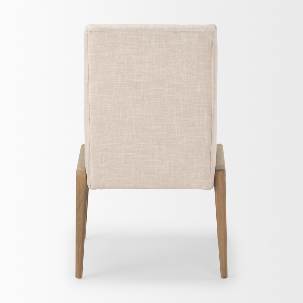 Cream Upholstery Solid Wood Armless Dining Chair