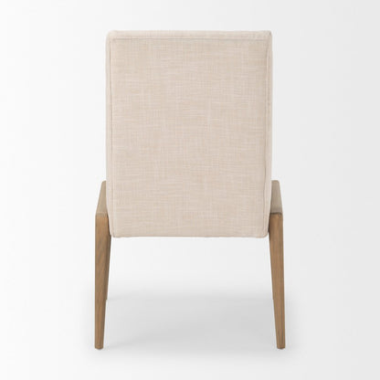 Cream Upholstery Solid Wood Armless Dining Chair