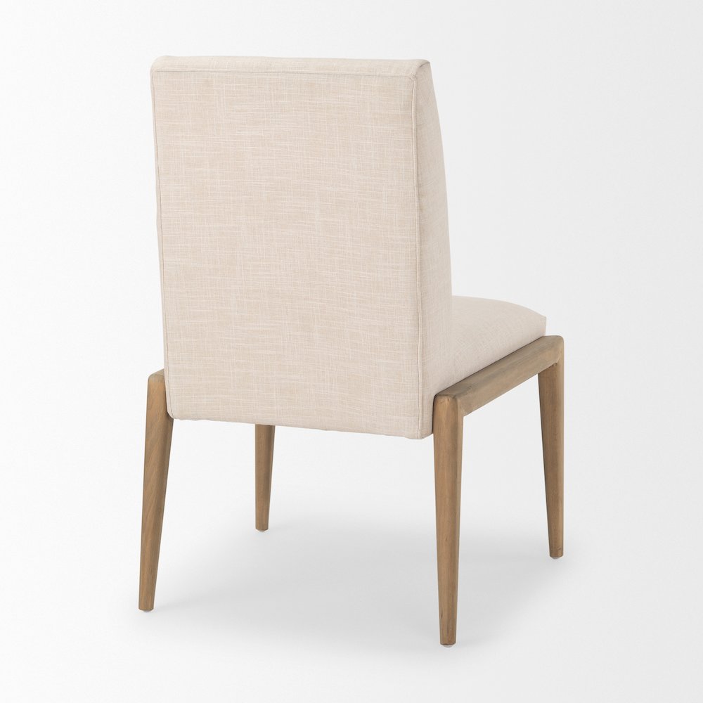 Cream Upholstery Solid Wood Armless Dining Chair