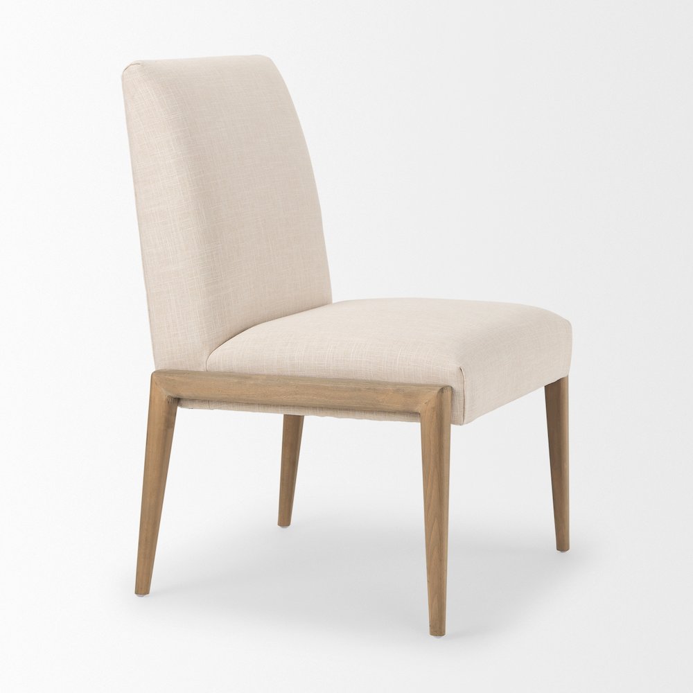 Cream Upholstery Solid Wood Armless Dining Chair