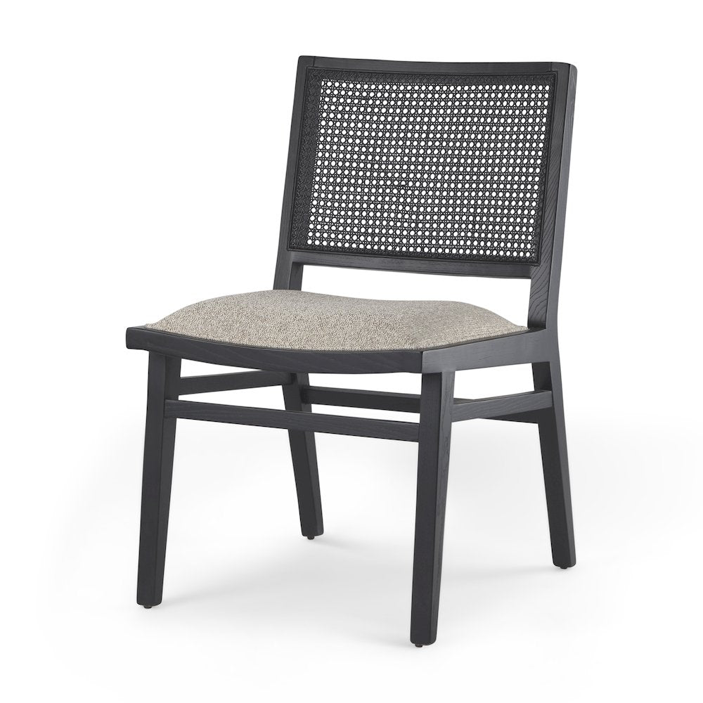 Beige Fabricblack Wood Dining Chair