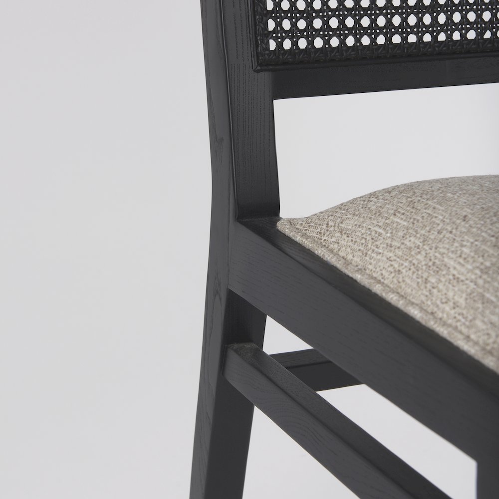 Beige Fabricblack Wood Dining Chair