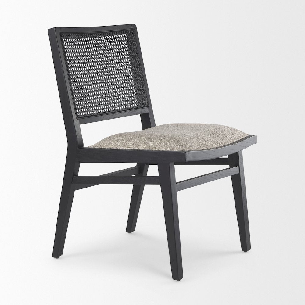 Beige Fabricblack Wood Dining Chair