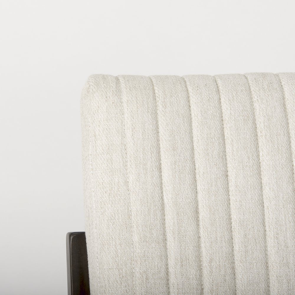 Cream Upholstered And Black-Brown Wood Armless Dining Chair