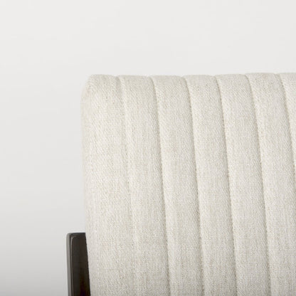 Cream Upholstered And Black-Brown Wood Armless Dining Chair