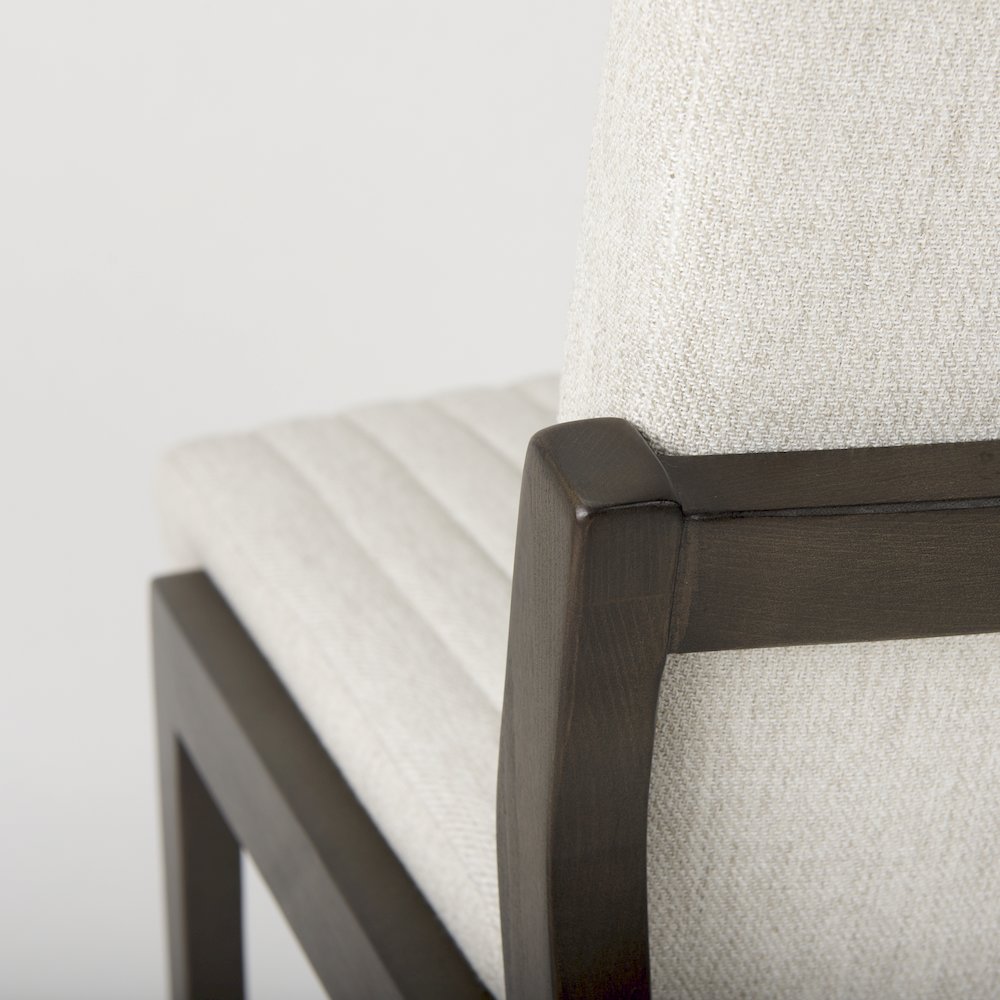 Cream Upholstered And Black-Brown Wood Armless Dining Chair