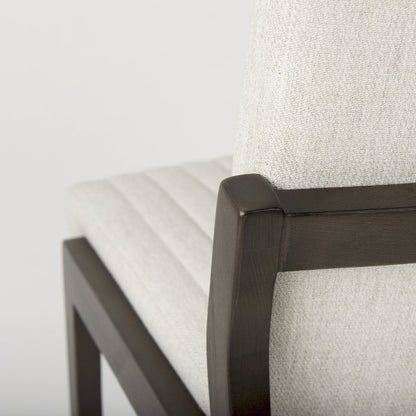 Cream Upholstered And Black-Brown Wood Armless Dining Chair