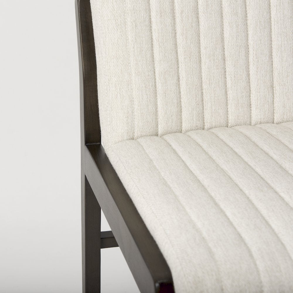 Cream Upholstered And Black-Brown Wood Armless Dining Chair
