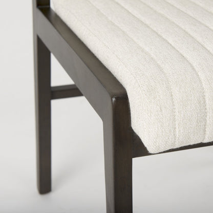 Cream Upholstered And Black-Brown Wood Armless Dining Chair