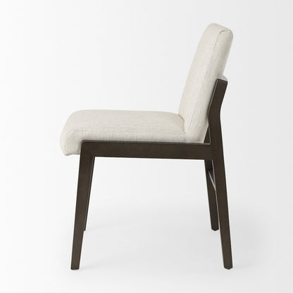 Cream Upholstered And Black-Brown Wood Armless Dining Chair