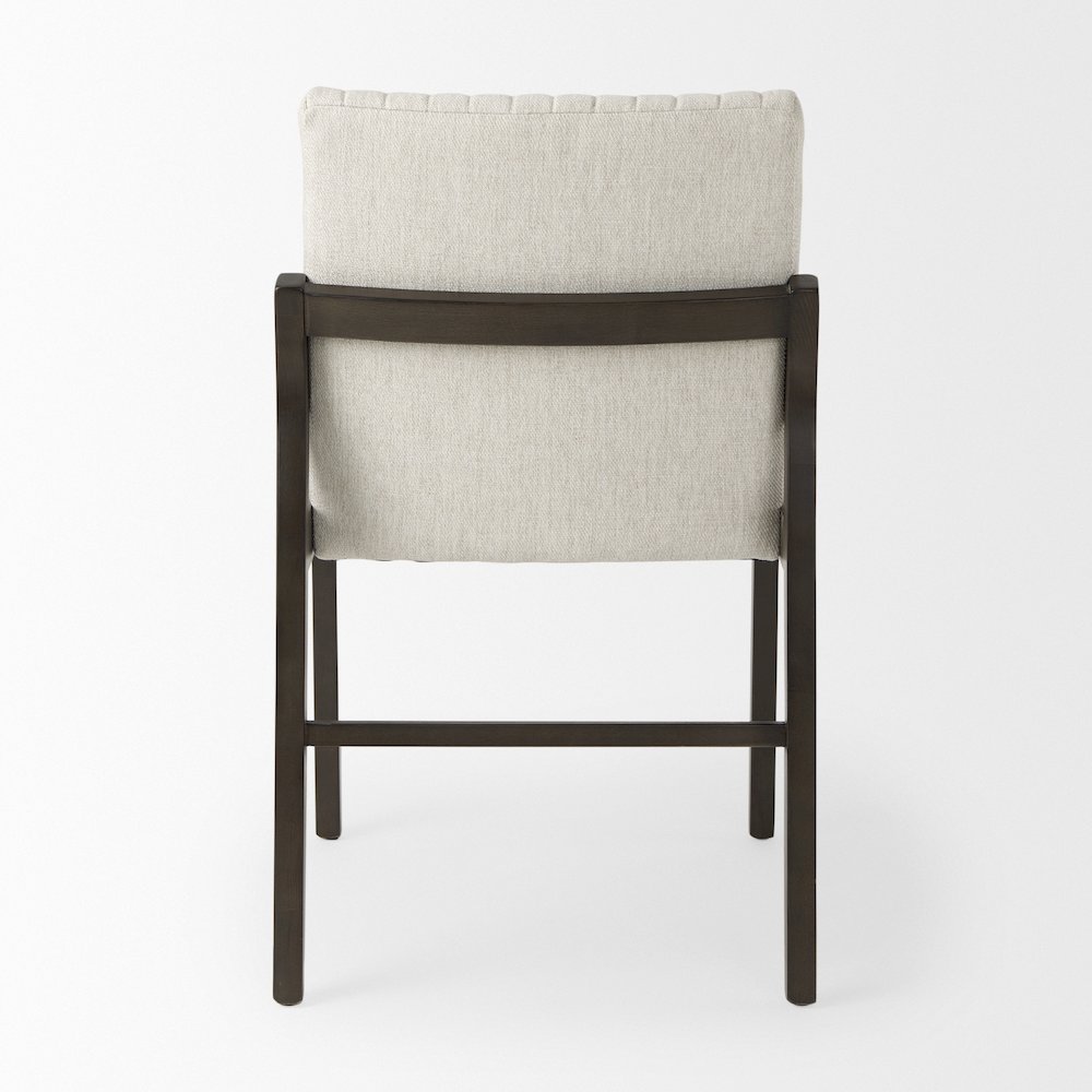 Cream Upholstered And Black-Brown Wood Armless Dining Chair