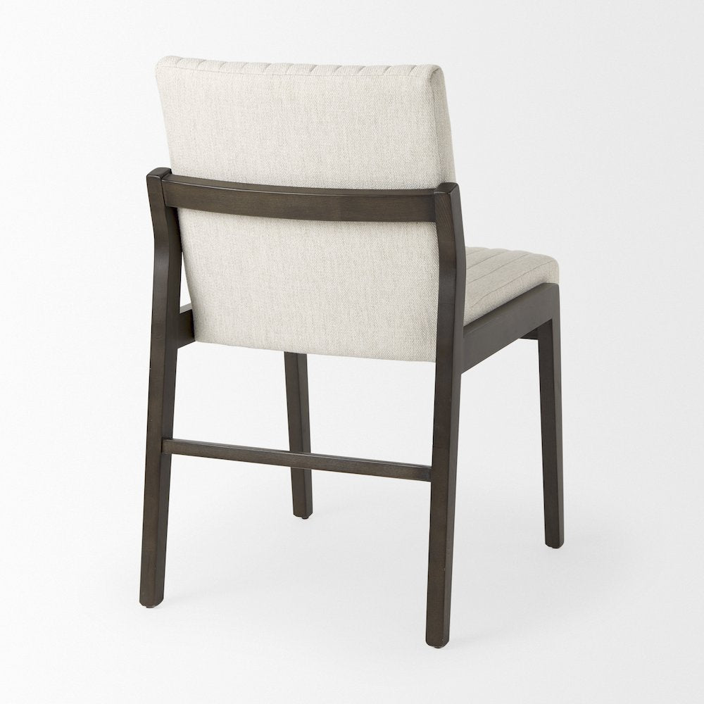 Cream Upholstered And Black-Brown Wood Armless Dining Chair