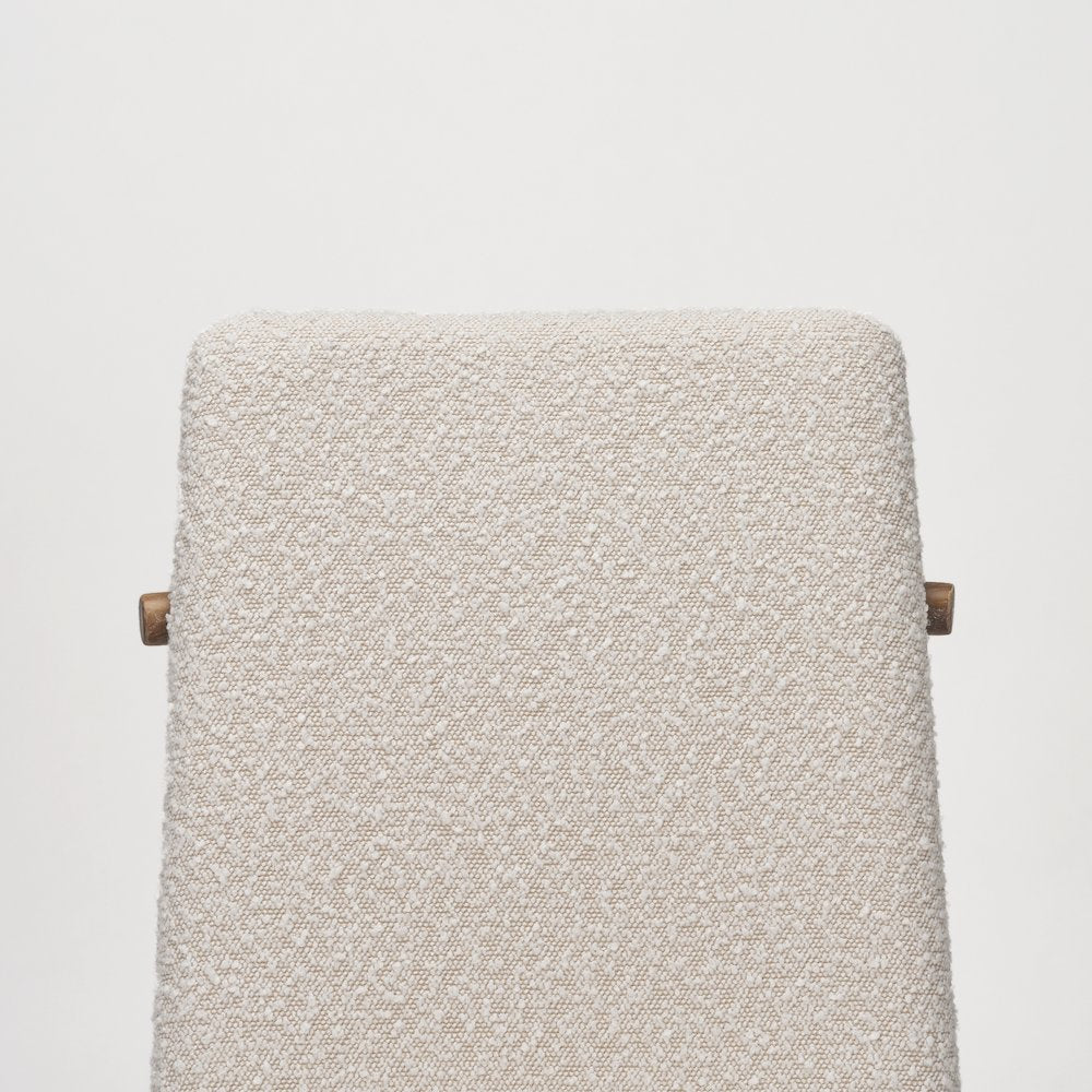 Cream Boucle Upholstered Seatlight Brown Wood Frame Dining Chair