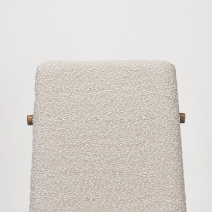 Cream Boucle Upholstered Seatlight Brown Wood Frame Dining Chair